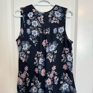 Floral Sleeveless Top - Black and Pink